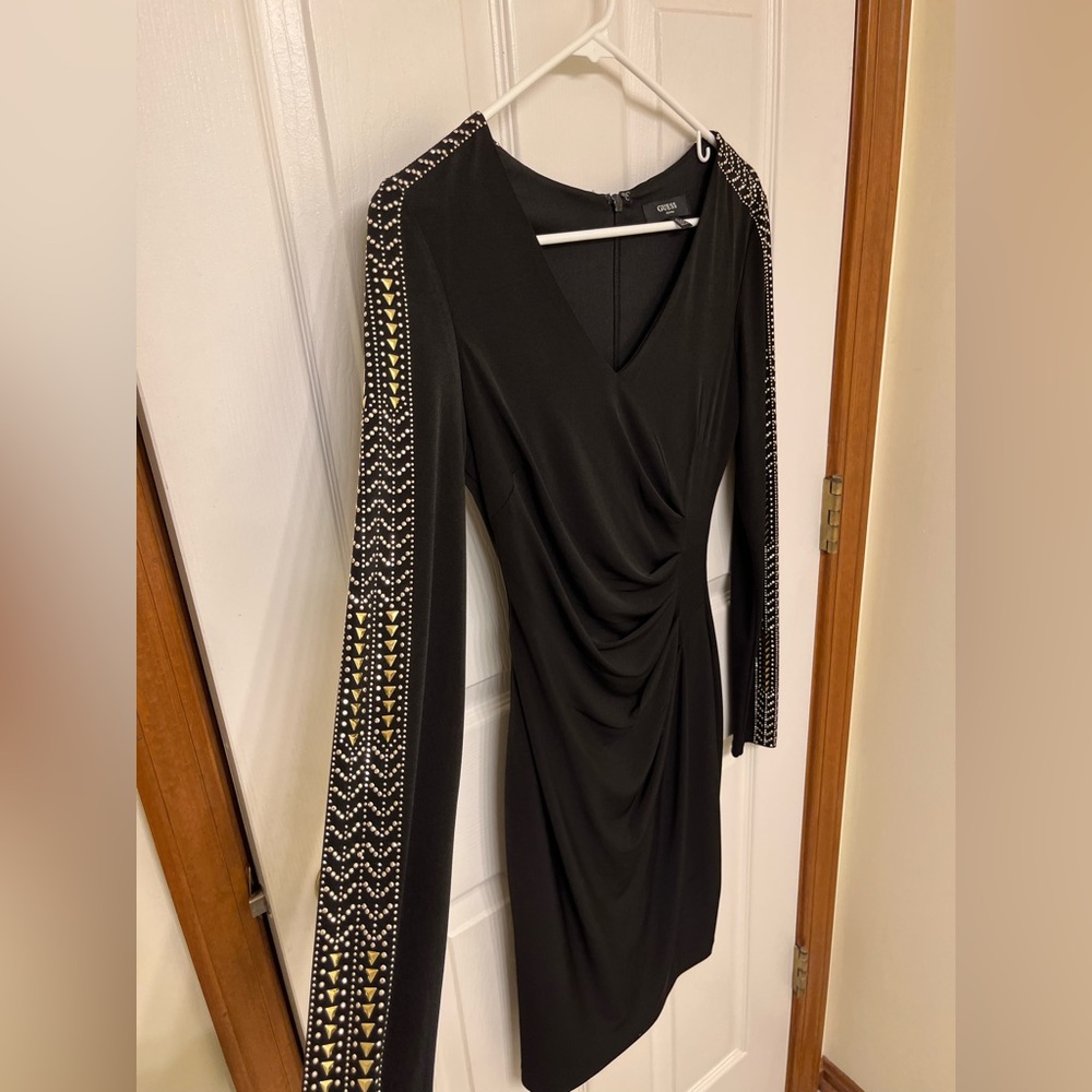 Guess Black Bedazzled Bodycon Dress